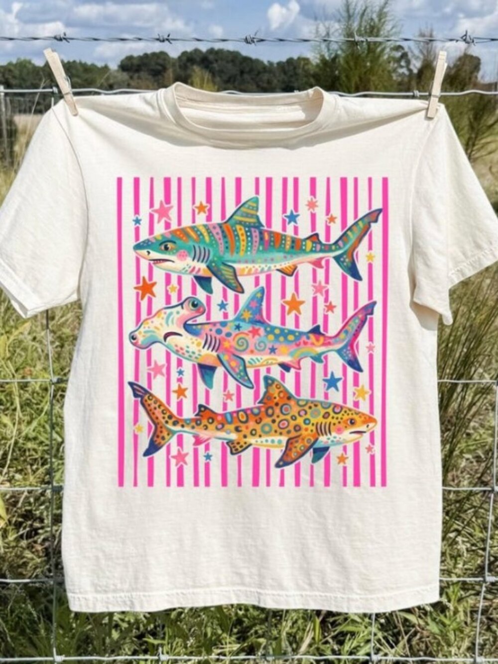 Shark Shirt Aesthetic Tropical Ocean Graphic Tee